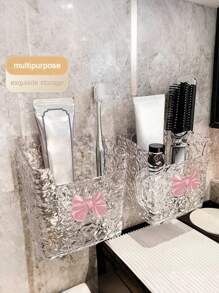 1. Półka ścienna, montaż bez wiercenia, odpowiednia do przechowywania w łazience, nadaje się do przechowywania grzebieni, szczoteczek do zębów, pasty do zębów i artykułów łazienkowych, akcesoriów łazienkowych, ozdób świątecznych