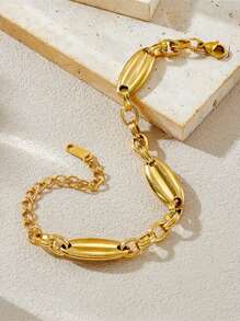 Geometric Oval Bracelet, Stainless Steel Gold-Plated Jewelry, Versatile And Fashionable Ladies' Accessories Suitable For Various Occasions Of Wearing And Matching