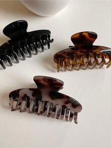 1 szt./3 szt. Spinki do włosów w stylu vintage, modne, geometryczne, wklęsłe spinki z nadrukiem w panterkę dla kobiet, duży rozmiar, odpowiednie do prysznica/mycia włosów, modne akcesoria do włosów, eleganckie spinki do włosów, jesienno-zimowe, na wakacje, damskie - Wielokolorowe - Zobacz 7