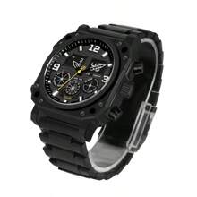 1 Relógio Eletrônico Multifuncional Masculino com Pulseira de Aço e Movimento Duplo, Relógio Masculino com Mostrador Grande e Resistente à Água