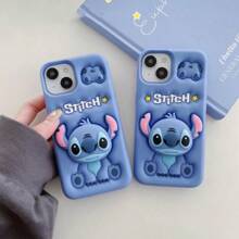 Disney Funda de teléfono 3D linda de Stitch para 6-11/15Pro Max, funda protectora de silicona suave para teléfonos Apple, adecuada para mujeres