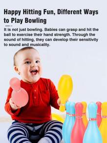 1 Set de Bolos para Niños - Juguete interactivo para padres e hijos, educación temprana para niños y niñas mayores de 3 años. Incluye bolas de plástico para actividades deportivas de ocio, para uso en interiores, jardín de infancia, actividades deportivas al aire libre y juegos de competición. Un regalo ideal para las vacaciones.