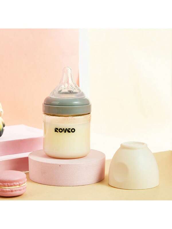 ROVCO 1pc 120ml/4oz PPSU Newborn Size: SS Baby Bottle, Orange/Grey Color, 0-3 Months, Simple & Durable For Daily Use
