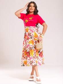 Vestido Feminino Midi Estampado Elegante Moda Soltinho Confortável Floral Colorido Silk Tropical - Pink - Visão 5
