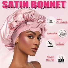 GOIPLE 7pcs Hair Care Set Edge Control Long-Lasting Hold Tames Frizz Rose & Black Castor Oil Nourishes Scalp Strengthens Hair Satin Bonnet Protects Hair Overnight Combs Brushes For Gentle Detangling Bands For Secure Styling For Daily Hair Nourishment & Styling Women With Curly Wavy Coily Hair - Bộ 7 món hoa sen hồng - Xem 10