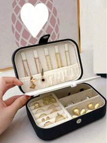 1 pièce Boîte à bijoux grande capacité, boîte de rangement simple pour bijoux, boîte à bijoux multifonctionnelle à double couche, boîte de rangement pour cosmétiques de salle de bain, boîte cadeau, boîte de rangement pour la maison, porte-bijoux, boîte à bijoux portable, boîte à accessoires minimaliste, décoration de mariage, boîte à bague, boîte cadeau, boîte de rangement, boîte de rangement pour boucles d'oreilles, sac à maquillage, articles de voyage essentiels, articles de vacances essentiels, convient pour les boucles d'oreilles, les colliers, les bagues, les bracelets, l'affichage et le rangement des bijoux pour les femmes, organisateur de rangement, articles de voyage essentiels, cadeau