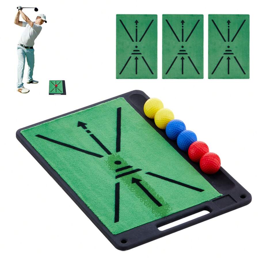 CLIPOP Golf Mats Replaceable Golf Hitting Mat With Antislip Rubber Base And Ball Tray, Golf Training Swing Path Detection Practice Mat, Portable Golf Practice Mat For Indoor And Outdoor - Green - View 1