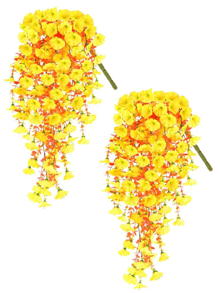 2pcs/4PCS/6PCS Artificial Hanging Plants Morning Glory Artificial Orange Vine Hanging Plants Suitable For Wall Home Living Room Indoor And Outdoor Autumn Decoration - Autumn Colors-morning Glory-yellow - View 6