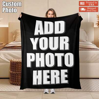 Customized Blankets & Flannel Personalized Photo And Text/Name Blankets,   Personalized Soft And Comfortable Blankets, Customized Special Photo And Text/Name As Birthday Gifts, Family, Wedding, Souvenir Customized Blankets, Blankets Suitable For All Seasons, Washable, Machine Washable, Lightweight, Breathable, Comfortable, Warm, Comfortable Customization, Unique, 280gsm For Him, Her Personalized Ideal Gifts For Her, Him, Family, Boyfriend, Girlfriend, Father, Family, Mother, Lover,  Daughter,   Son,  Grandfather,    Grandmother, Friend, Classmate, Pet.  Perfect Nap, Camping, Travel, Home, Daily Life, Office Decoration, Birthday, Anniversary, Valentine's Day, Thanksgiving, Christmas, Halloween, Mother's Day, Father's Day, Wedding, New Year Gifts,Sofa,Bed,Car,Bedroom,Living Room,Office,  Outdoor Camping, Beach,Wall Decoration