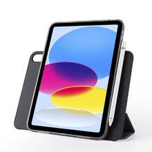 1 Stück schwarze magnetisch abnehmbare hochdurchsichtige Acryl Single Bottom Shell Triple-Falten PU-Leder Schlaffunktionsschutzbox, starke magnetische Trennung 360 Grad Drehung, Dual-Armor-Triple-Falt-Unterstützung Schlaffunktion. Geeignet für IPad 10, Air4/5/6/Air11 2024, PRO11 (2020-2022), IPAD 7/8/9TH 10.2/PRO 10.5, Air1/2/IPAD5/IPAD6, Pro11 2024, MINI6/7, Pro12.9 (2020-2022)/Air13 2024 und weitere Modelle