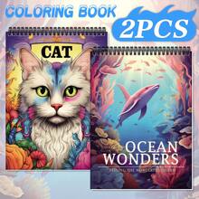 Two Adult Coloring Books With 54 Exquisite Patterns, Unique Design, Spiral Binding, Single-Sided Printing, 11.2 X 8.2 Inches, Different Themes, Suitable For Friend Gatherings, Family Dinners, Birthday Gifts, Christmas Gifts, New Year Gifts, Christmas Gifts, Anniversary Gifts,Back To School,School Supplies