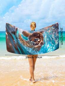 1 件大号沙滩巾，可爱卡通恐龙、海豚、老虎动物印花超大号沙滩巾，男女适用，速干吸水柔软大号沙滩巾，户外运动礼物，轻盈柔软，适合露营、沙滩、冲浪、游泳必备多功能沙滩巾、沙滩配件、泳池浮圈 - 彩色 - 查看 9