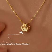 个性化3D爪印名字项链、个性化小狗爪子项链、简约爪子项链、动物项链、宠物项链 - 彩色 - 查看 1