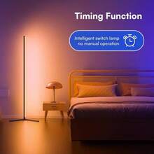 LED Wall Corner Lamp, USB POWERED RGB Corner Floor Lamp With APP,Remote Control And Timing Function Color Changing, 16 Million Colors & 68+ Scene Color Changing Ambience Light With Music Sync For Living Room, Bedroom, Gaming Room. - 黑色 - 查看 4