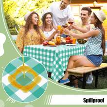 2/4pcs Yellow & Gold Color Disposable Plastic Tablecloth, Yellow & White Plaid Background, 54" X 108", Suitable For Birthday Party, Outdoor Dinner, Holiday Party Decoration