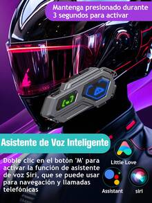 Intercomunicador Impermeable Motocicleta Casco Auricular Bluetooth con Iluminación 1000mAh, Ipx6 Impermeable, Cancelación de Ruido, Tiempo de Espera Extra Largo - Gris - Ver 7