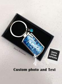 1pc Birthstone Keyring - Birth Stone Keychain - March Birthday Gifts - Friendship Key Ring - Personalised Birthday Gift For Her March Baby ,Valentine's Day Custom Photo Wedding Gift Keychain, Personalised Wedding Date Photo Keychain
