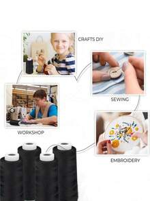 2/4 件 500 米缝纫线涤纶线套装黑白双色涤纶缝纫线强力适用于手动缝纫机 - 彩色 - 查看 10