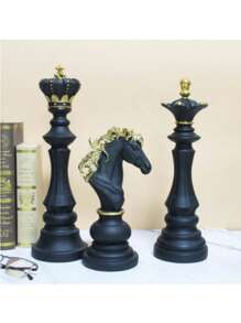 1pc Creative Home Furnishings International Elephant Resin Furnishings Window Decoration Black Chess Pieces Decoration