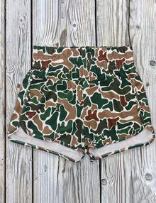 1PCS Sleep Shorts Women, Girls Camo Athletic Beach Short, Camo Shorts Camping - 巧克力棕 - 查看 2