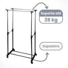 KONTUZ Black Adjustable Double Clothes Rack, Resistant Up To 65kg - Black - View 5