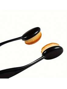 Multi-Functional Ink Blending Brush Set - Multiple Pieces With Precise Flat Brush Tips, Suitable For Artists, DIY Crafts And Cardmaking. Powder Brush - Large Oval Shape, For Liquid And Cream Application, Black Handle, Brown Bristles, Non-Shedding Nylon, Suitable For All Skin Types, Portable And Flexible, Foundation Makeup Brush, Painting Tool Set, Coloring Supplies, Art Supplies, Paint Brushes School Supplies,Back To School - Black - View 2