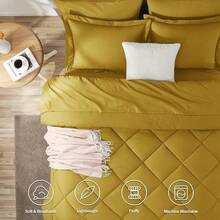 Full Size Comforter Sets Forest Green - Pieces Bed In A Bag, Soft Bed Set All Seasons, Bedding Set With Down Comforter, Sheets, Pillowcases & Shams, Cozy - Mustard Yellow - View 2