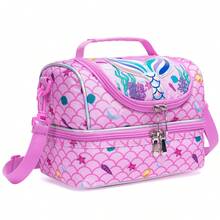 1pc Double-Layer Insulated Lunch Bag, Girls' Thermal Cooler Tote Bag With Adjustable Shoulder Strap - Multicolor Double Layer Lunch Bag - View 8