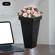 12 Pcs Flower Buckets 13.4 Inch Modern Floral Bucket Freestanding Plastic Flower Vases Floral Centerpiece Container For Table Home Wedding Party Decoration Decor (Black)[Best Gift For Family&Friends] - 黑色 - 查看 5