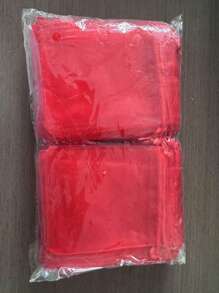10pcs/100pcs Red Organza Drawstring Pouches 2.75"X3.54", Jewelry Gift Bags For Wedding, Birthday Party, Decorative Fabric Pouches, Makeup Bags, Party Supplies