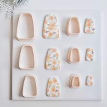 6 件细长椭圆形/钻石形/扇形水滴形/弧形边缘梯形聚合物粘土耳环切割器套装，不同尺寸细长水滴粘土切割器适用于 DIY 耳环珠宝吊坠制作，长泪珠粘土耳环和珠宝制作用品