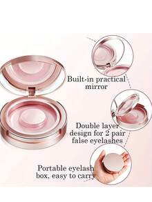 Stylish Double Layer Eyelash Box With Mirror - Durable, Reusable False Eyelashes Travel Storage Box - Perfect Gift For Women And Girls - Multicolor - View 5