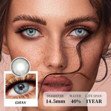 2 Stücke grau-braune Farbkontaktlinsen, Make-up Kontaktlinsen, weiche Kontaktlinsen für ein Jahr, Brillen-Kosmetik, weiche Linsen für Halloween Kostüm Cosplay