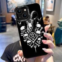 Baphomet And Skull Themed Phone Case Designed With Unique Artistic Elements Compatible With IPhone 16 15 14 13 12 And 11 Pro Models And Made Of TPU Protective Material Ideal Choice For Alternative Lifestyles Gifts And Any Occasion - 黑色 - 查看 1
