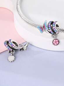 STYFNE 1pc Shiny Bow Beaded Decoration, Butterfly Flying Beads Bow Clasp Dragonfly Pendant Beads For DIY Bracelet, Women Jewelry, Handmade Daily Small Gift