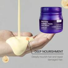 Protein Straightening Cream Moisturizes, Nourishes, Softens, And Nourishes Hair. Care For Hair Quality Without Pulling And Straightening,Moisturizing And Smooth, Making Hair Less Prone To Tangling, Suitable For Curly, Dry, Wavy Hair, Salons And Home Use, Ideal Gift For Christmas, Halloween, Autumn And Winter - Purple - View 2