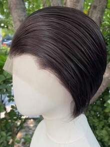 Short Gray & Black Bob Cut Synthetic Lace Front Wig For Women & Men Costume/Cosplay, Lightgray No Glue 13x4 Lace Front Wig - Multicolor - View 16