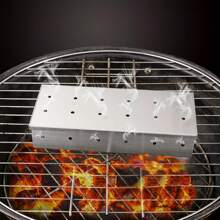 Edelstahl Räucherbox, kompatibel mit Holzpellets, stromlos, Outdoor BBQ Zubehör, geeignet zum Räuchern von Fleisch und Gemüse, BBQ Zubehör Holzchips Holzkohlegrill