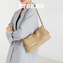 Borsa alla moda ed esclusiva per donna, nuovo design a motivo quadrato con catena, borsa shopper pieghevole per l'estate