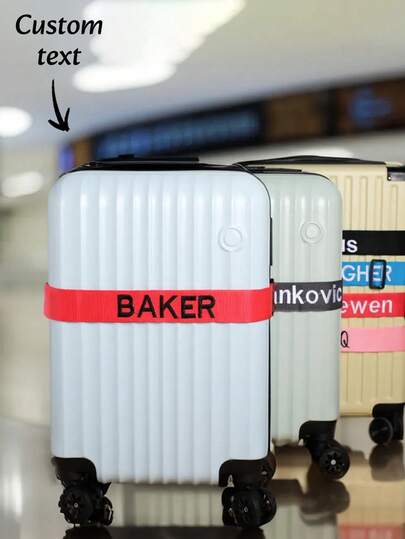 Customized Embroidered Luggage Strap (180cm X 5cm): Can Embroider Your Name/Text, Personalized Luggage Belt, Embroidered Strap, Luggage Identification Tag, Gift For Her, Travel Accessory