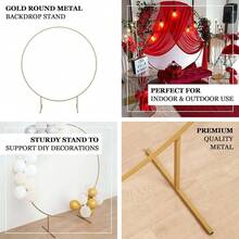 Efavormart 4Ft Gold Metal Balloon Circle, Flower Frame Backdrop Stand, Round Wedding Arch Arbor - 彩色 - 查看 5