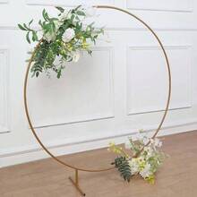 Efavormart 4Ft Gold Metal Balloon Circle, Flower Frame Backdrop Stand, Round Wedding Arch Arbor - 彩色 - 查看 3