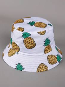 Men Pineapple Print Reversible Bucket Hat Street Men's Sun Hat Summer Hat, Suitable For Summer Outdoor Activities Such As Hiking And Fishing