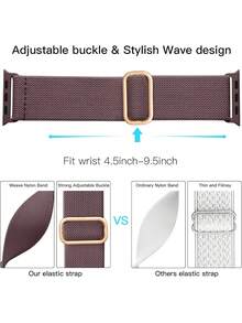 尼龙表带，兼容 38mm、40mm、41mm、42mm、44mm、45mm、46mm、49mm 表盘。柔软、透气、弹性尼龙表带。兼容 Series Ultra/11/10/9/8/7/6/5/4/3/SE。男女皆宜的运动休闲表带。佩戴舒适。 - 煙紫色 - 查看 4