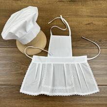 مجموعة مكونة من 2 قطعة، زي الطهاة بالقبعة للأطفال الرضع من الجنسين، إكسسوارات تصوير للمواليد الجدد - متعدد الألوان - مشاهدة 11