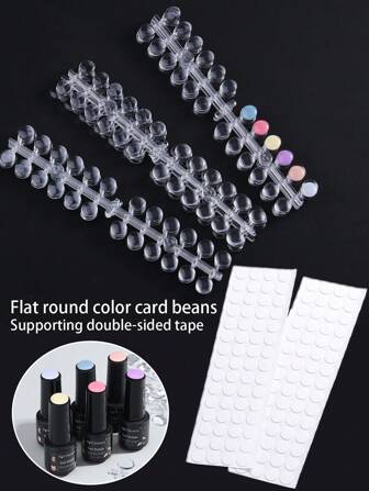 120/240片装指甲油色卡圆点假指甲展示贴片透明美甲颜色展示图表带粘性贴纸，用于指甲油培训练习