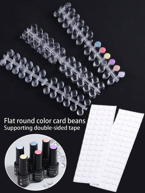 120/240 Pcs Nail Polish Swatch Dots Round False Nail Display Tips Transparent Nail Art Color Display Chart With Adhesive Sticker For Nail Polish Training Practicing
