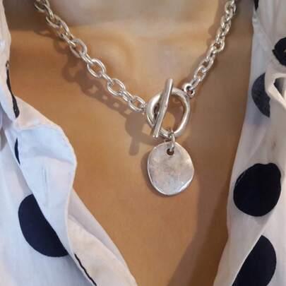 Chic Silvery Chain Necklace Chunky Necklace, Uno De 50 Style Necklace, Chunky Chain Choker, Boho Necklace Women Jewelry Gift