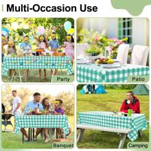 2/4pcs Yellow & Gold Color Disposable Plastic Tablecloth, Yellow & White Plaid Background, 54" X 108", Suitable For Birthday Party, Outdoor Dinner, Holiday Party Decoration