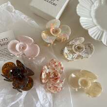 1个植物灵感街头发夹，四季皆宜的山茶花造型发夹，适合日常佩戴，居家、学校、海滩、度假、工作、通勤、派对、节日、生日礼物、返校季等场合，是女孩们时尚发饰的百搭日常配饰，花朵造型发夹，优雅发夹，适合秋冬夏季度假佩戴。 - 彩色 - 查看 4